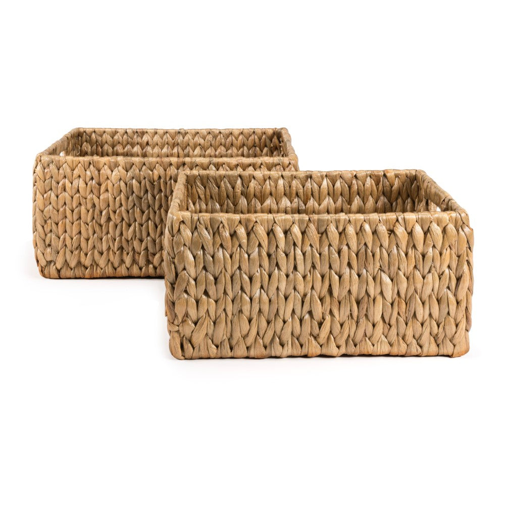 Gallery Detail: Leif Rustic Minimalist Hand Woven Hyacinth Nesting Baskets With Handle