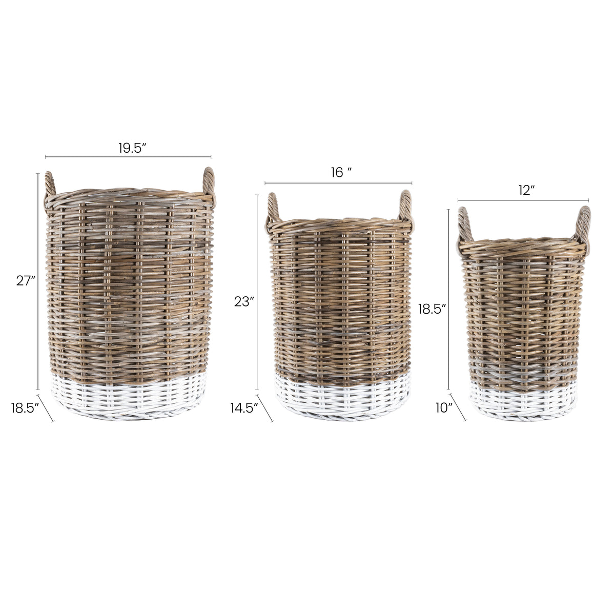 Ternion Cottage Hand-Woven Rattan Nesting Baskets (Set of 3) - Happimess