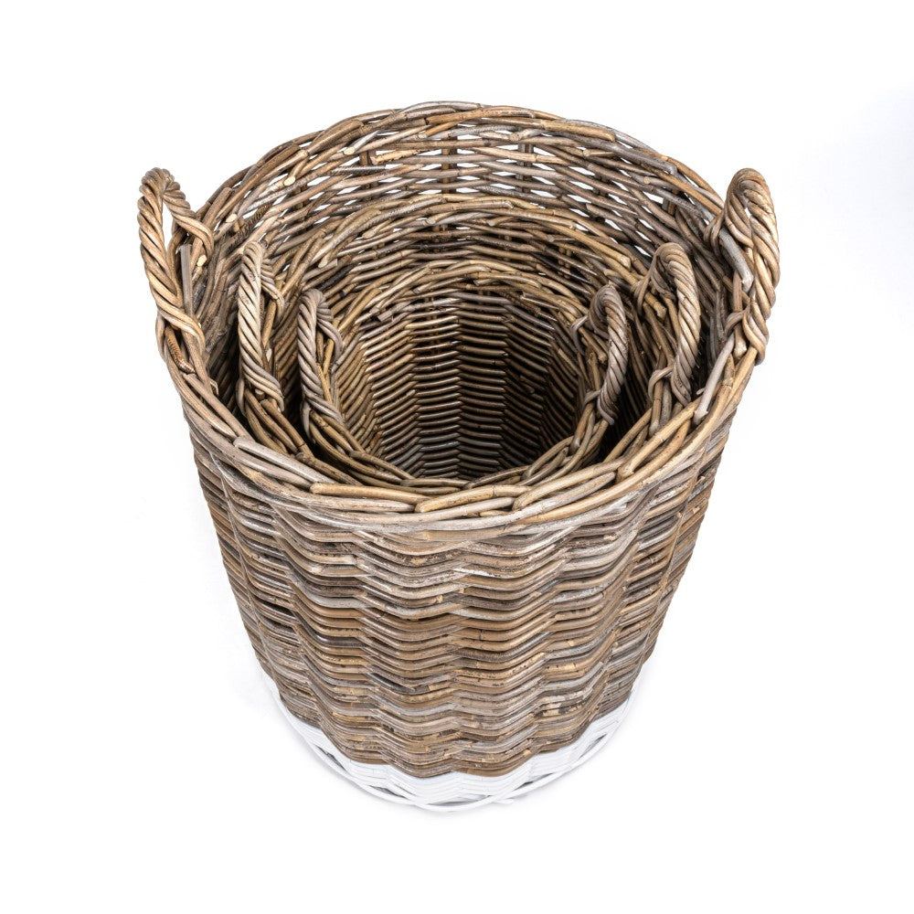 Ternion Cottage Hand-Woven Rattan Nesting Baskets (Set of 3) - Happimess
