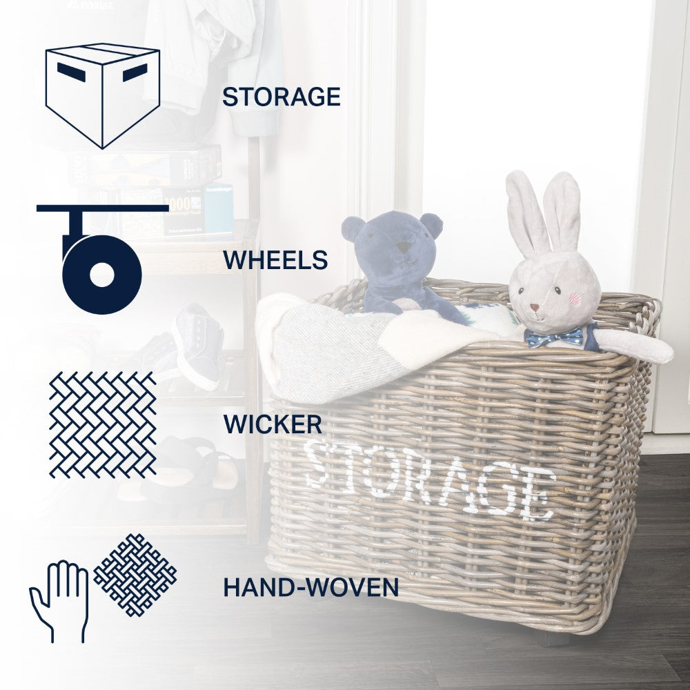 Yael Coastal Hand-Woven "STORAGE" Rattan Basket - Happimess