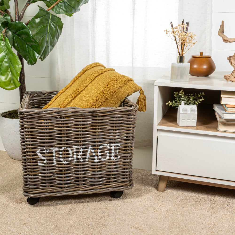 Yael Coastal Hand-Woven "STORAGE" Rattan Basket - Happimess