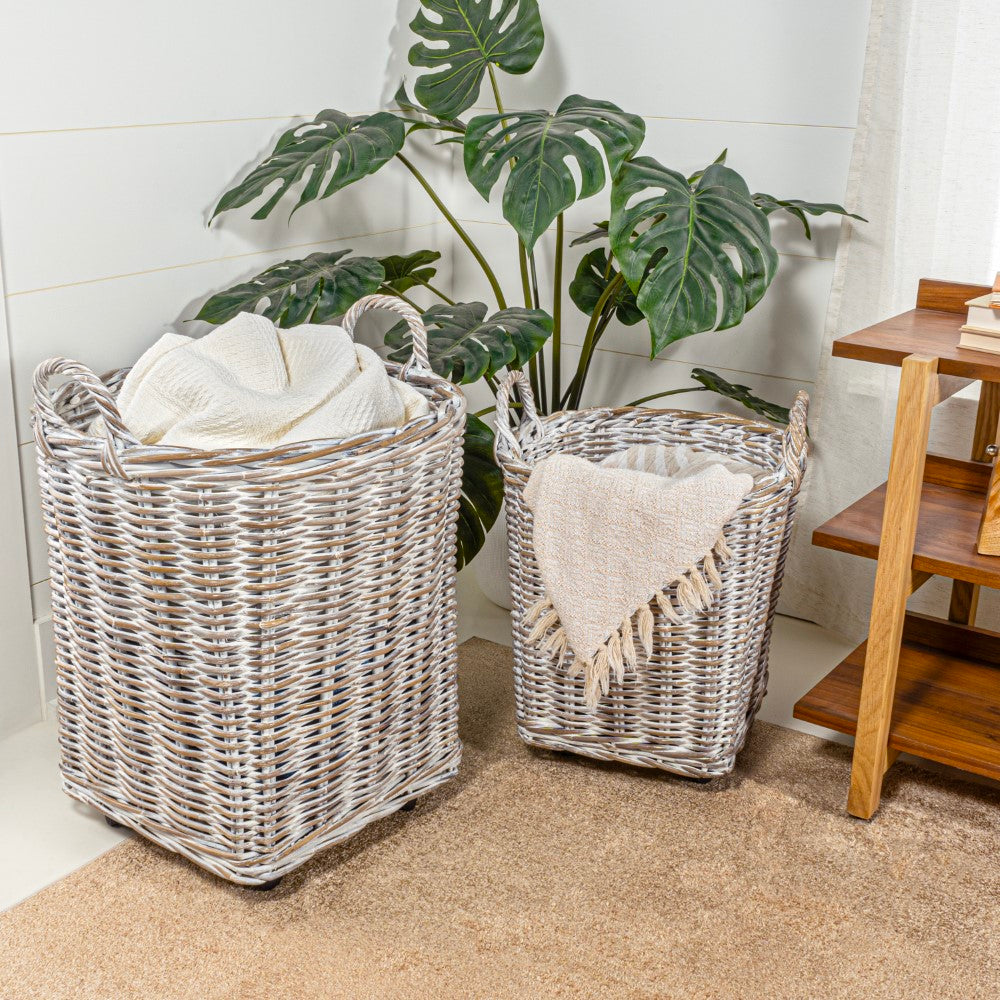Arbour Rustic Hand-Woven Rattan Nesting Baskets - Happimess