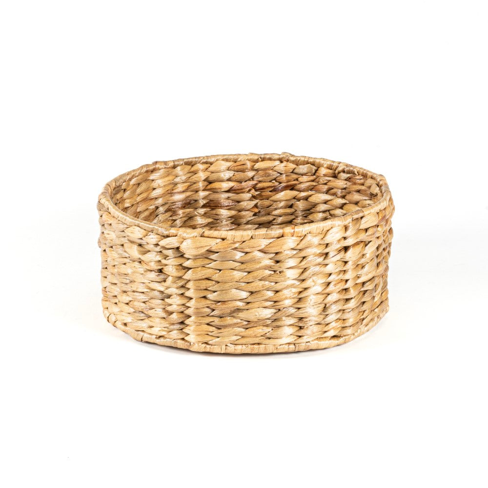 Gouda Hand-Woven Hyacinth Circular Nesting Baskets with Wood Lids (Set of 3) - Happimess