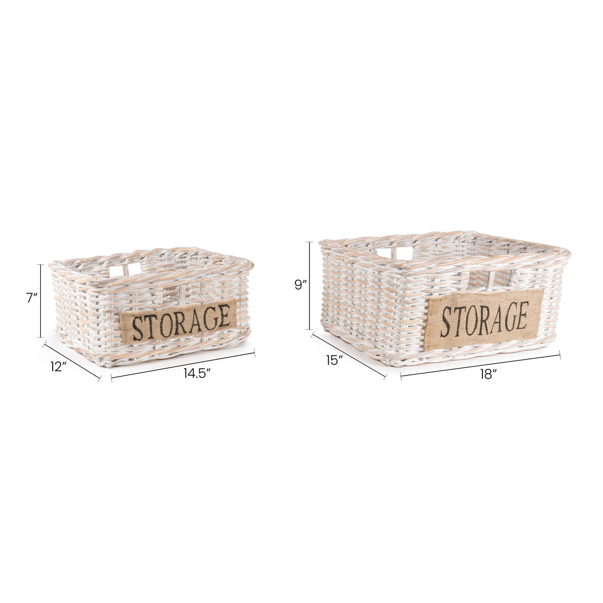 Reed Southwestern Hand-Woven Rattan Nesting Baskets with Handles (Set of 2) - Happimess