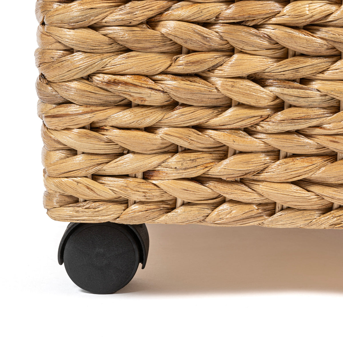 Chett Minimalist Hand-Woven Hyacinth/Wood Underbed Storage Bin - Happimess