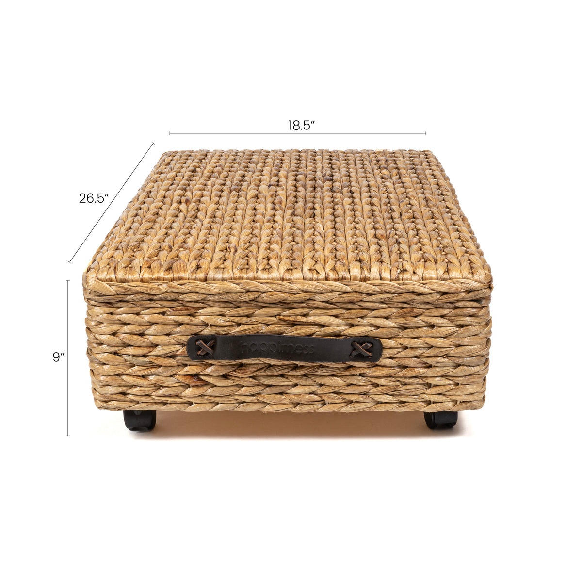Chett Minimalist Hand-Woven Hyacinth/Wood Underbed Storage Bin - Happimess
