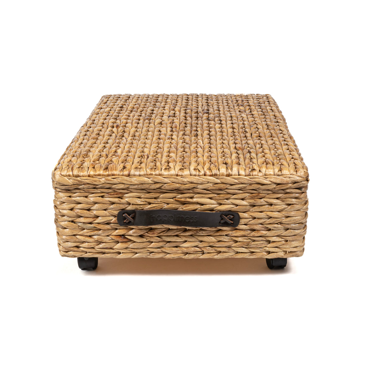 Chett Minimalist Hand-Woven Hyacinth/Wood Underbed Storage Bin - Happimess
