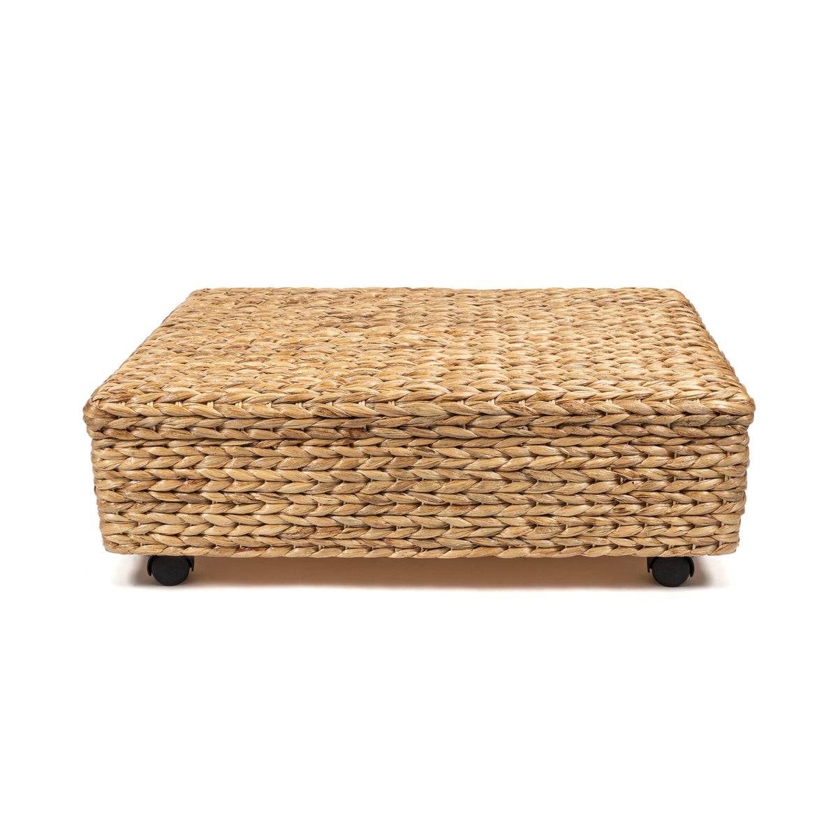 Chett Minimalist Hand-Woven Hyacinth/Wood Underbed Storage Bin - Happimess