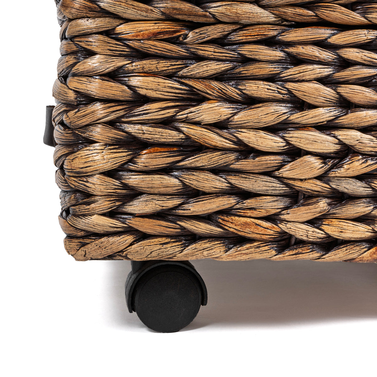 Chett Minimalist Hand-Woven Hyacinth/Wood Underbed Storage Bin - Happimess