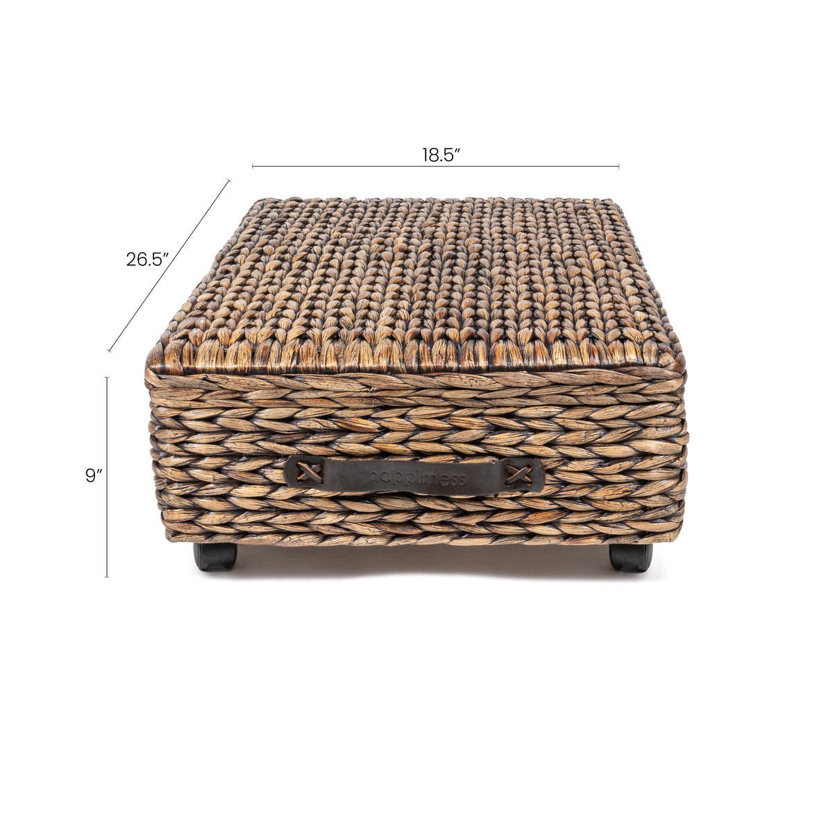 Chett Minimalist Hand-Woven Hyacinth/Wood Underbed Storage Bin - Happimess