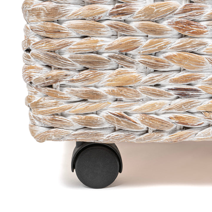 Chett Minimalist Hand-Woven Hyacinth/Wood Underbed Storage Bin