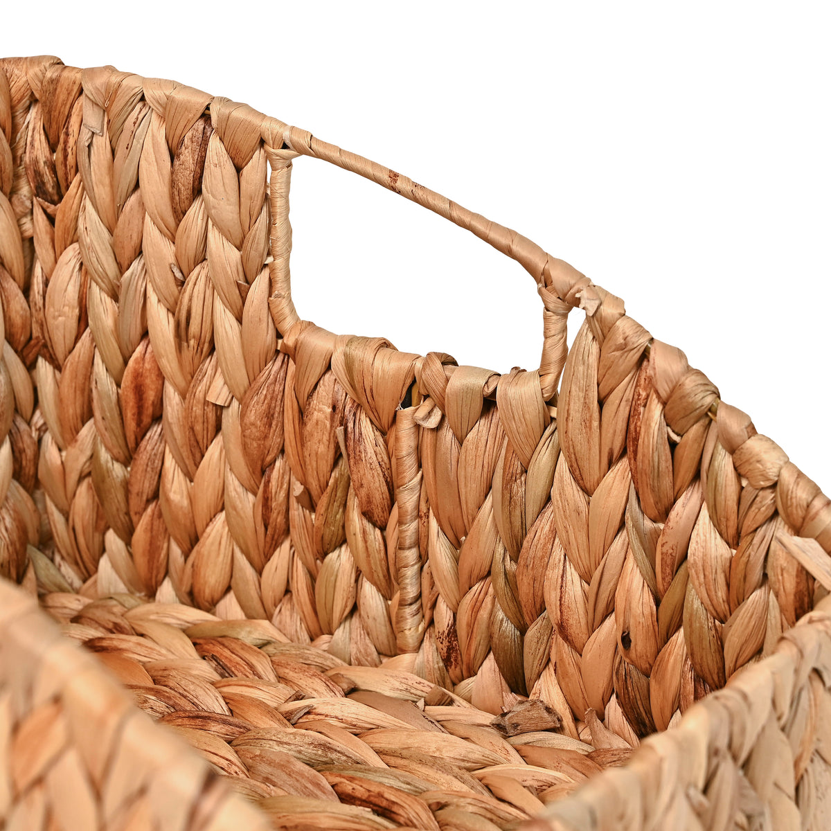 Havanah Southwestern Handwoven Hyacinth Slanted Pantry Baskets with Handles (Set of 2) - Happimess