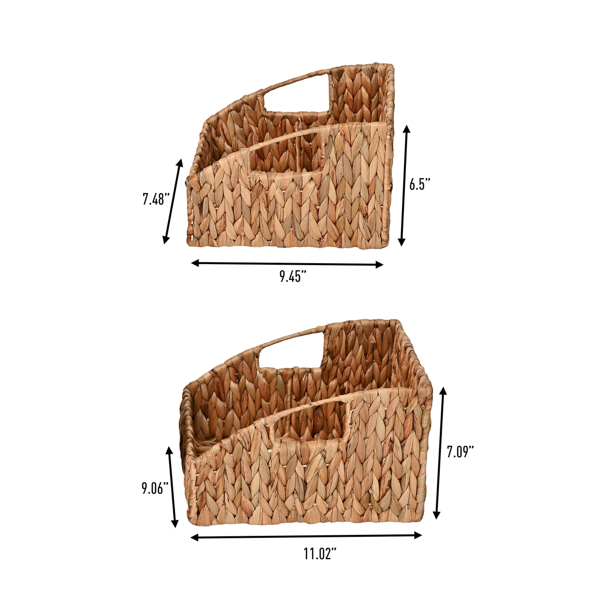 Havanah Southwestern Handwoven Hyacinth Slanted Pantry Baskets with Handles (Set of 2) - Happimess