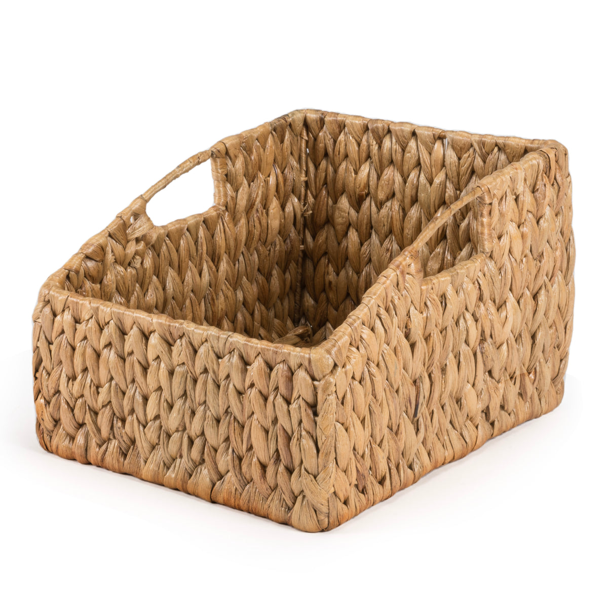 Havanah Southwestern Handwoven Hyacinth Slanted Pantry Baskets with Handles (Set of 2) - Happimess