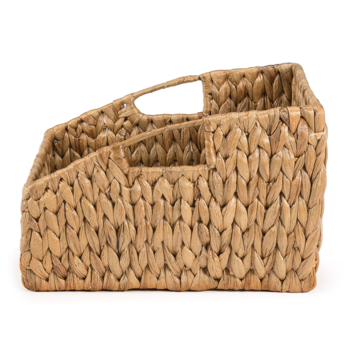 Havanah Southwestern Handwoven Hyacinth Slanted Pantry Baskets with Handles (Set of 2) - Happimess