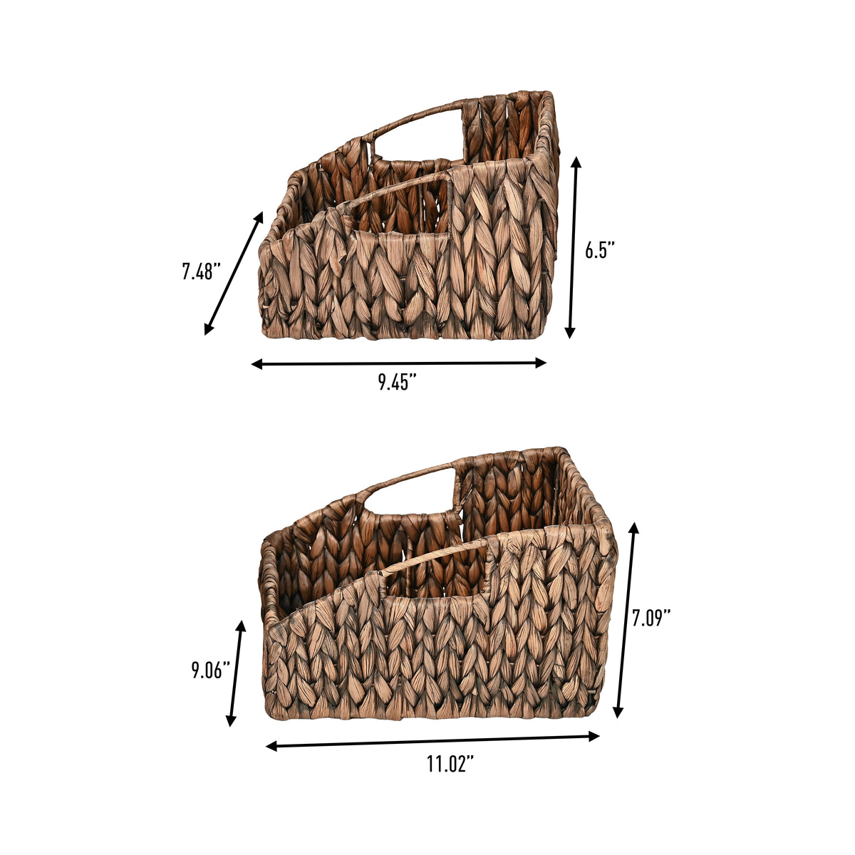 Havanah Southwestern Handwoven Hyacinth Slanted Pantry Baskets with Handles (Set of 2) - Happimess