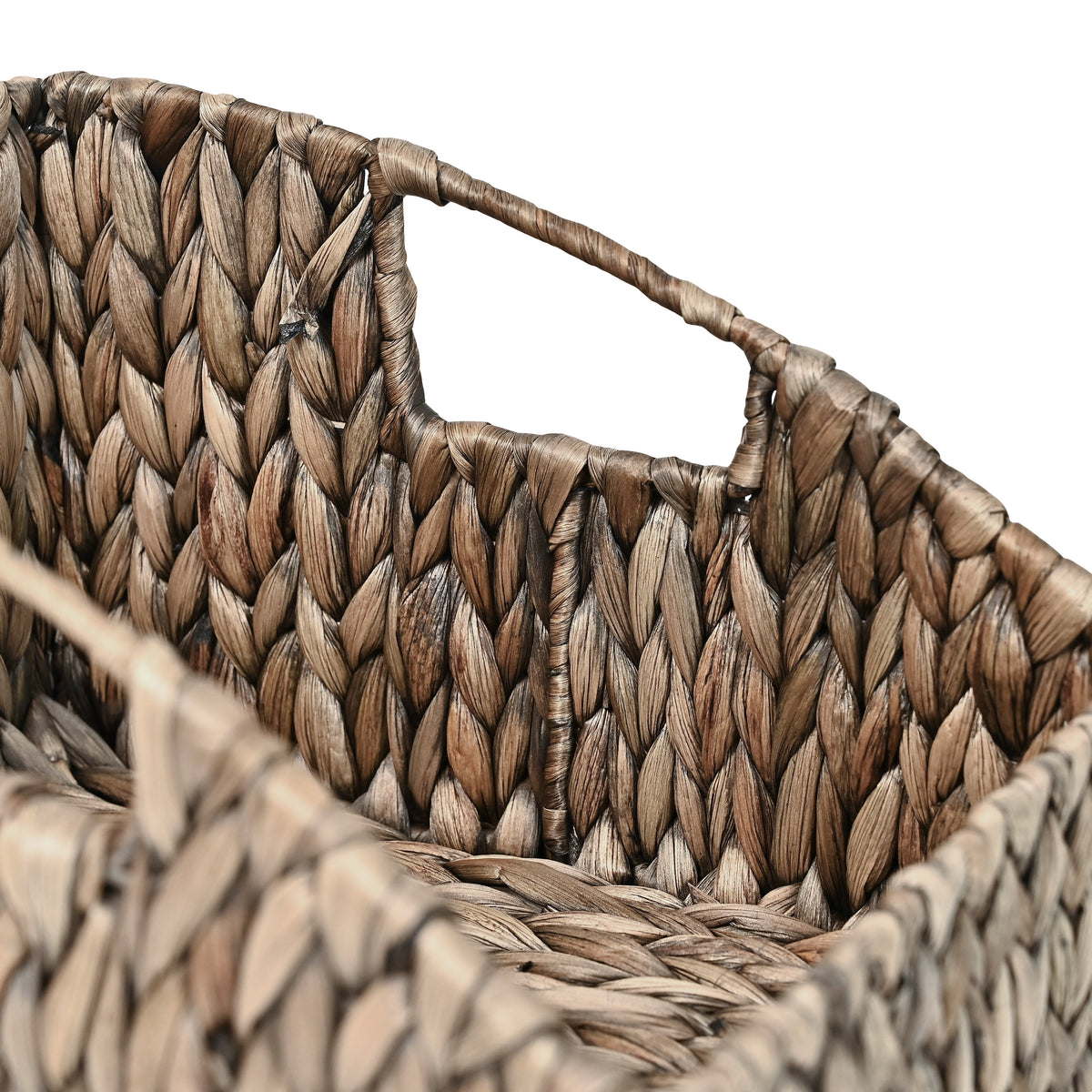 Havanah Southwestern Handwoven Hyacinth Slanted Pantry Baskets with Handles (Set of 2) - Happimess