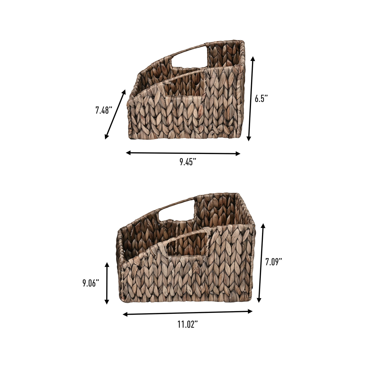 Havanah Southwestern Handwoven Hyacinth Slanted Pantry Baskets with Handles (Set of 2) - Happimess