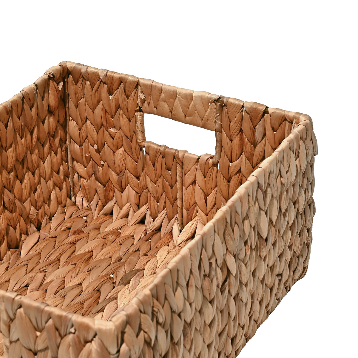 Leif Rustic Minimalist Hand-Woven Hyacinth Nesting Baskets with Handles (Set of 2) - Happimess