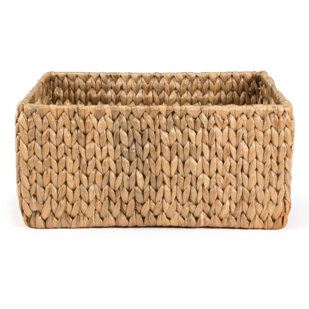 Leif Rustic Minimalist Hand-Woven Hyacinth Nesting Baskets with Handles (Set of 2) - Happimess