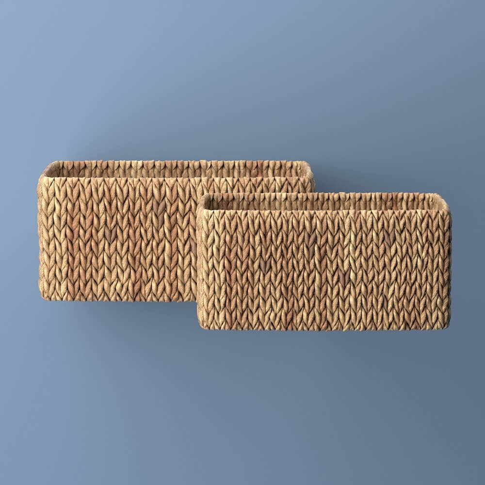 Leif Rustic Minimalist Hand-Woven Hyacinth Nesting Baskets with Handles (Set of 2) - Happimess