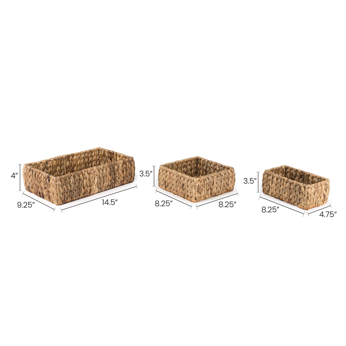 Tress Minimalist Hand-Woven Hyacinth Nesting Baskets (Set of 3) - Happimess