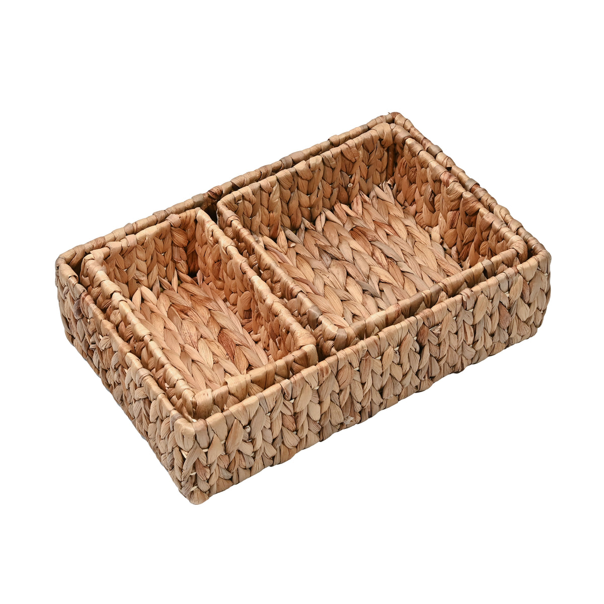 Tress Minimalist Hand-Woven Hyacinth Nesting Baskets (Set of 3) - Happimess