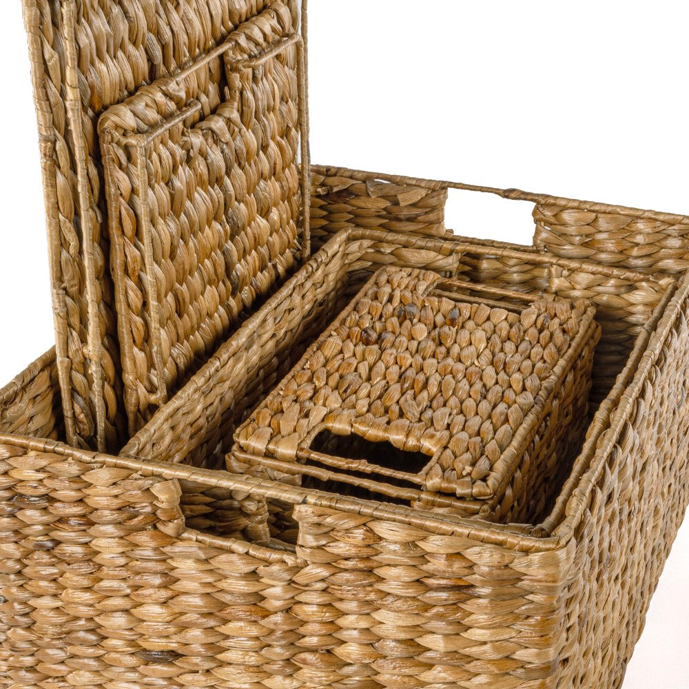 Traditional Assorted Hand-Woven Hyacinth/Iron Baskets (Set of 10) - Happimess