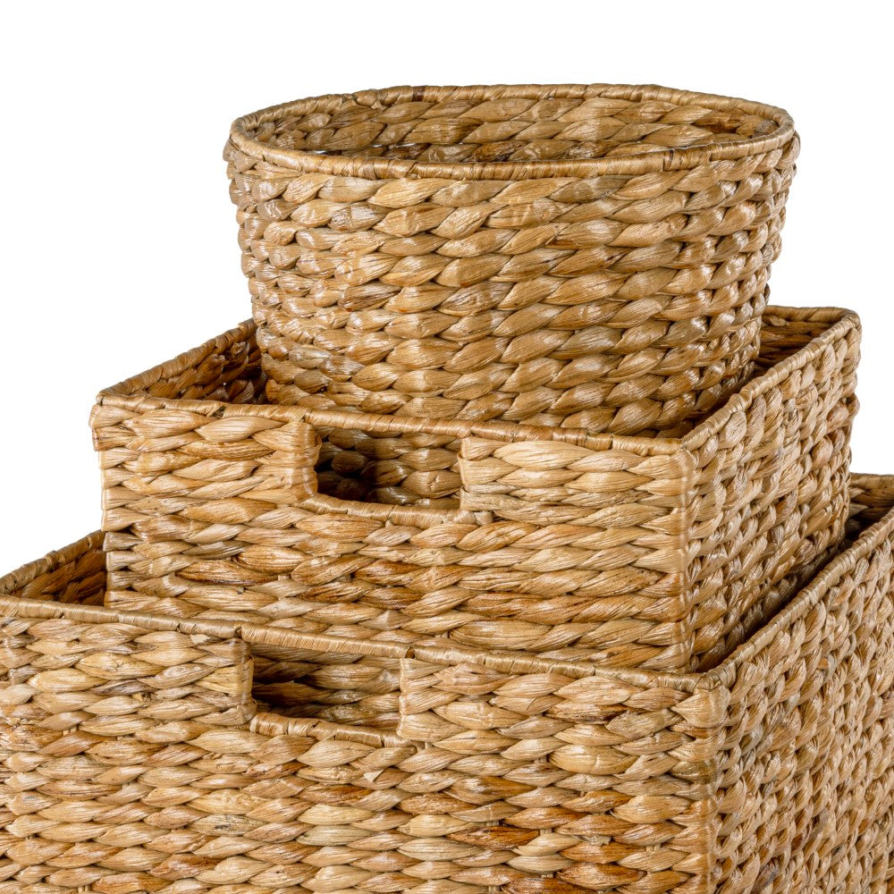 Traditional Assorted Hand-Woven Hyacinth/Iron Baskets (Set of 10) - Happimess