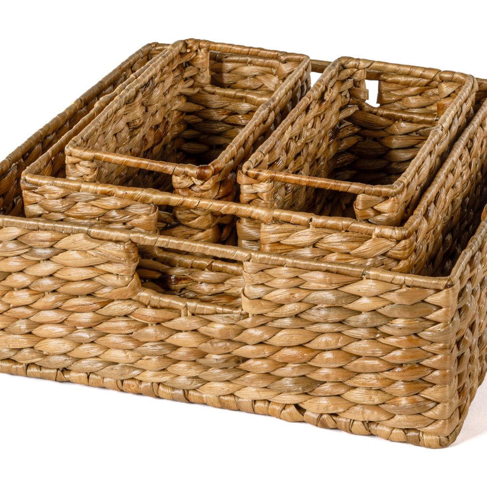 Traditional Assorted Hand-Woven Hyacinth/Iron Baskets (Set of 10) - Happimess