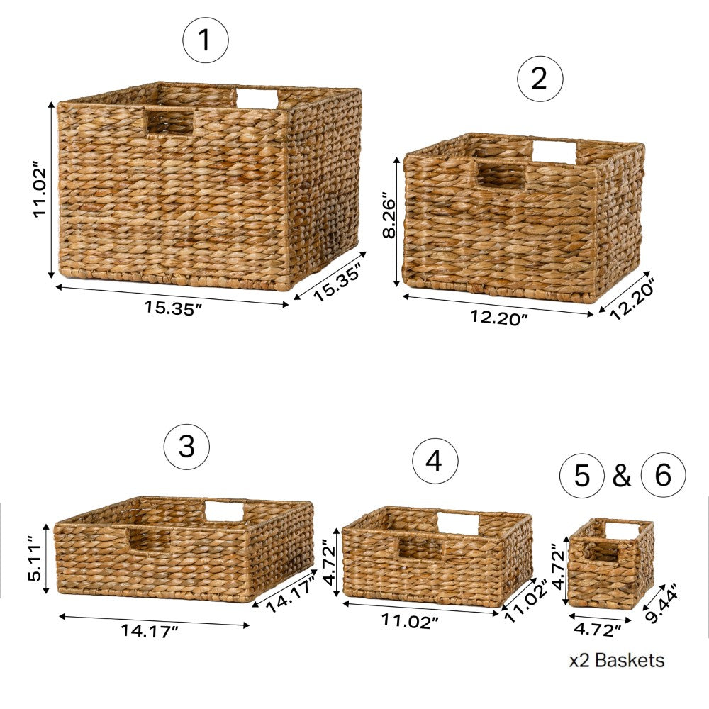 Traditional Assorted Hand-Woven Hyacinth/Iron Baskets (Set of 10) - Happimess