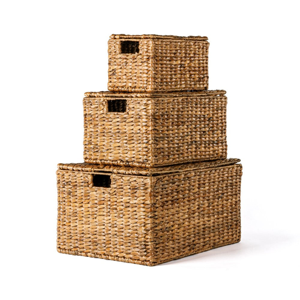 Traditional Assorted Hand-Woven Hyacinth/Iron Baskets (Set of 10) - Happimess