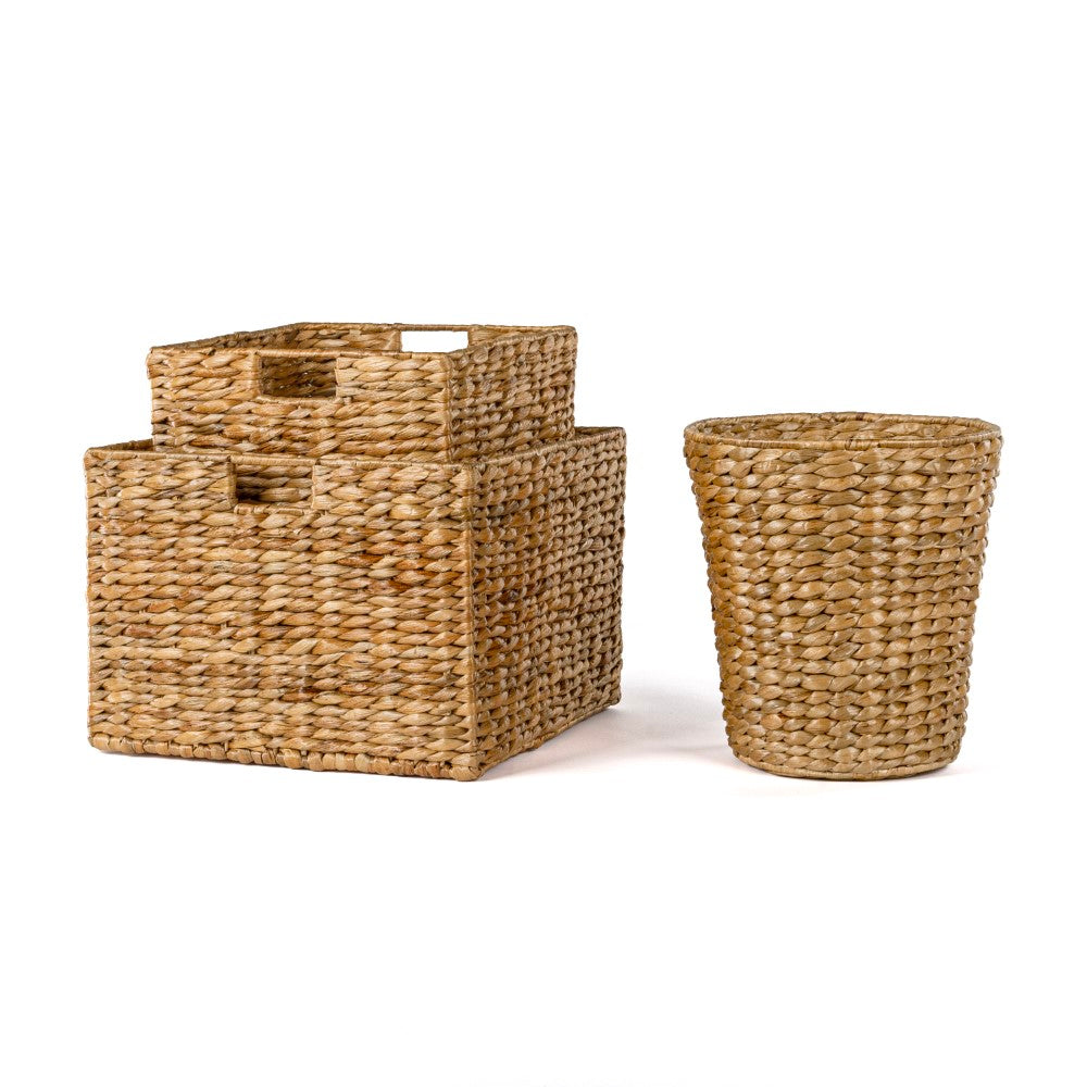 Traditional Assorted Hand-Woven Hyacinth/Iron Baskets (Set of 10) - Happimess