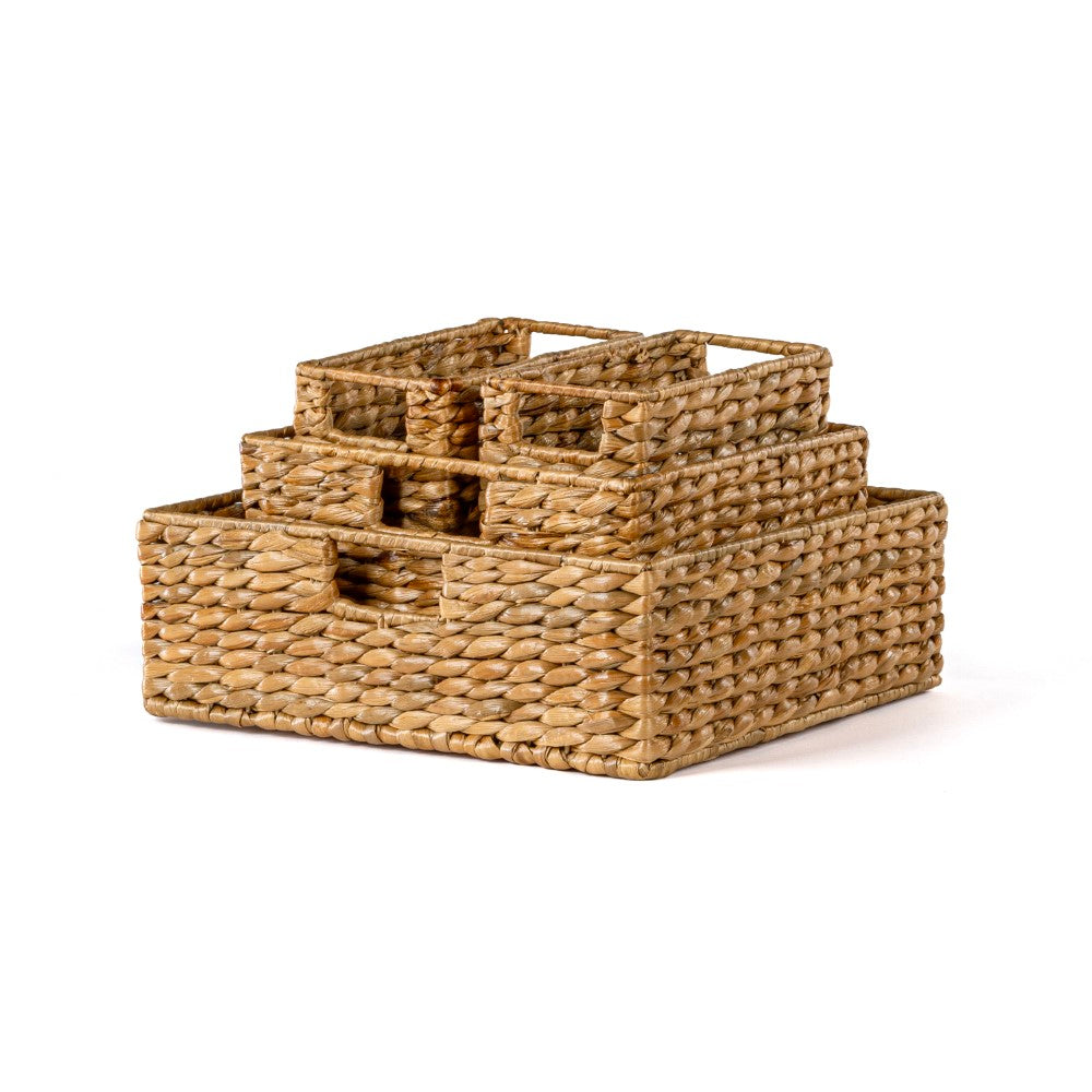 Traditional Assorted Hand-Woven Hyacinth/Iron Baskets (Set of 10) - Happimess