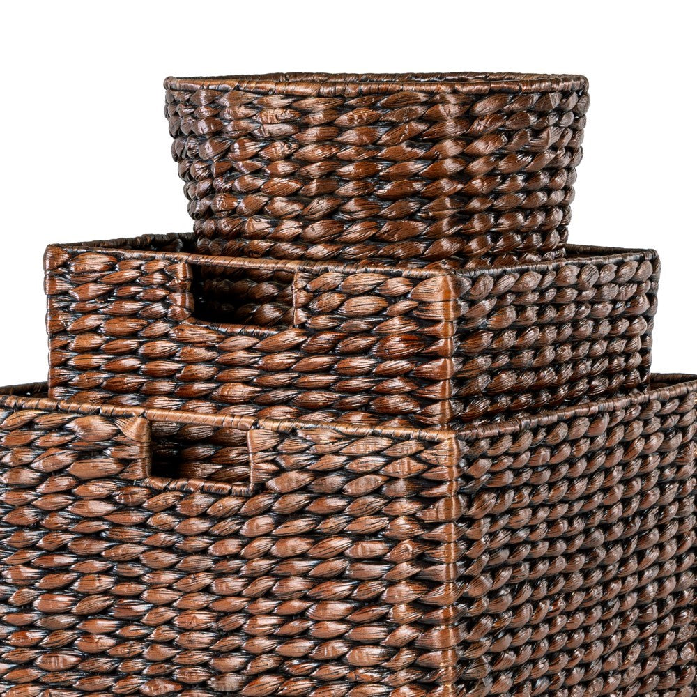 Traditional Assorted Hand-Woven Hyacinth/Iron Baskets (Set of 10) - Happimess