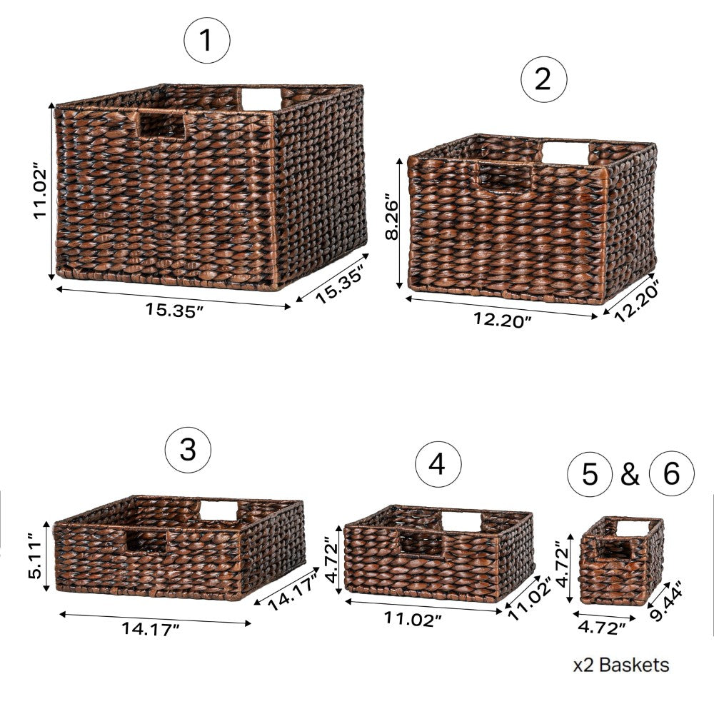 Traditional Assorted Hand-Woven Hyacinth/Iron Baskets (Set of 10) - Happimess