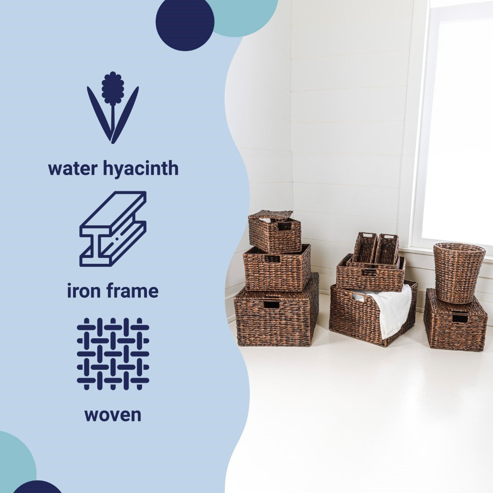 Traditional Assorted Hand-Woven Hyacinth/Iron Baskets (Set of 10) - Happimess