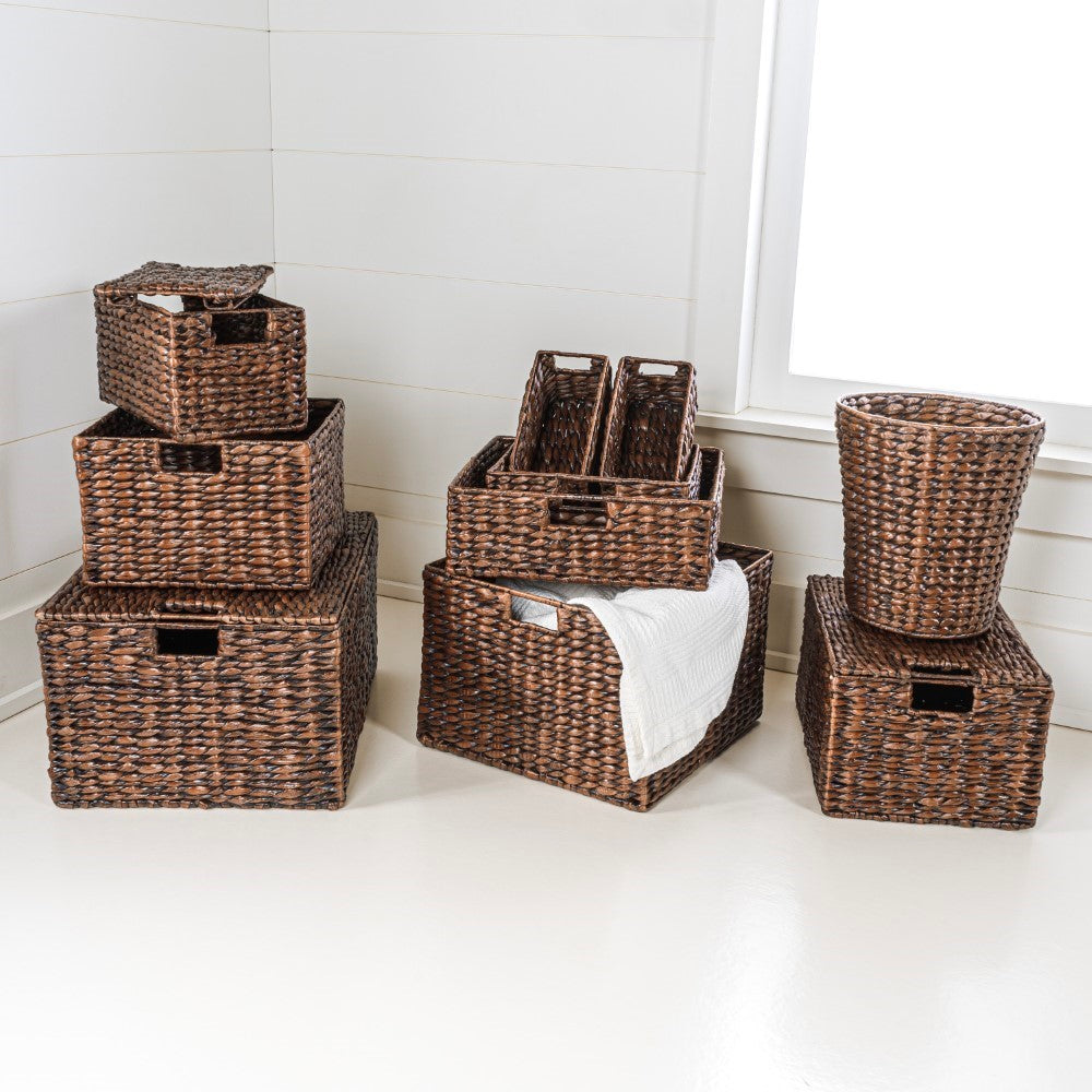 Traditional Assorted Hand-Woven Hyacinth/Iron Baskets (Set of 10) - Happimess