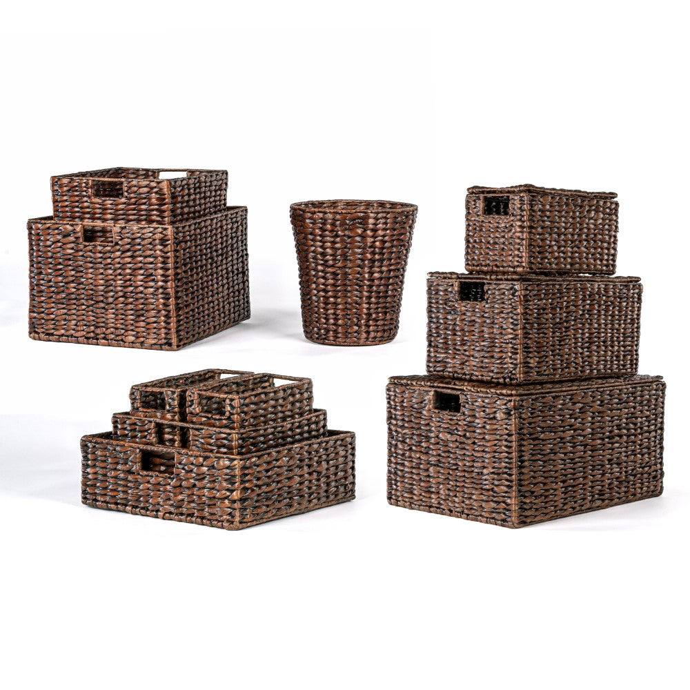 Traditional Assorted Hand-Woven Hyacinth/Iron Baskets (Set of 10) - Happimess