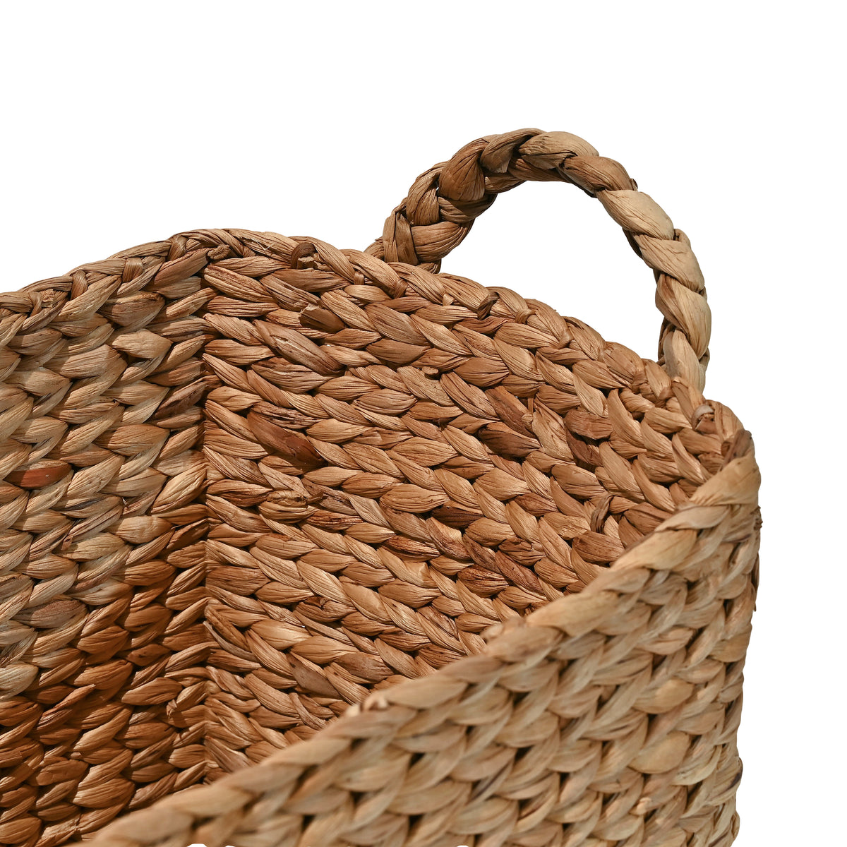 Clara Farmhouse Classic Handwoven Hyacinth Rectangle Storage Floor Baskets with Handles (Set of 3) - Happimess