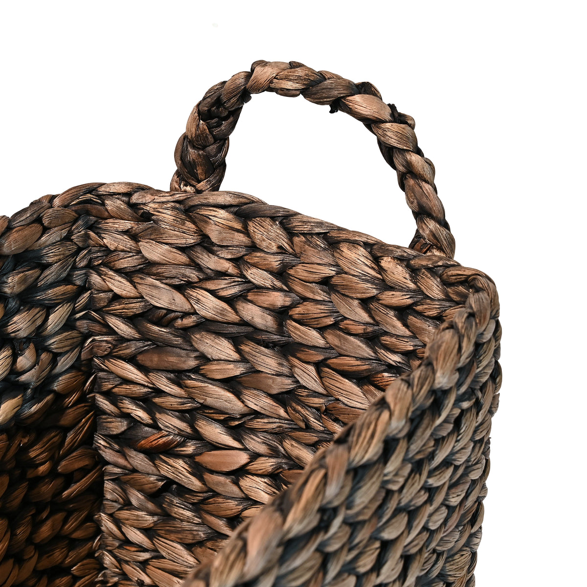Clara Farmhouse Classic Handwoven Hyacinth Rectangle Storage Floor Baskets with Handles (Set of 3) - Happimess