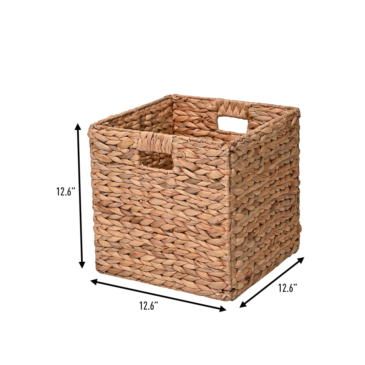 Bryce Classic Farmhouse Handwoven Hyacinth Collapsible Storage Cube Baskets with Handles (Set of 5) - Happimess