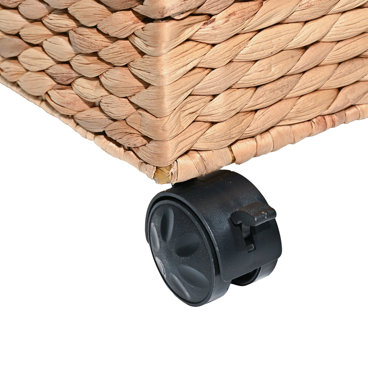 Ashton 18.11" Classic Farmhouse Handwoven Hyacinth Rolling Filing Basket with Lid and 360 Degree Lockable Wheels - Happimess