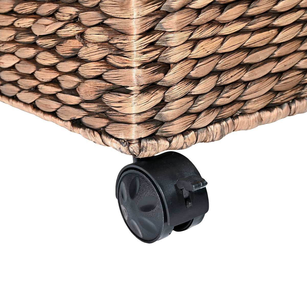 Ashton 18.11" Classic Farmhouse Handwoven Hyacinth Rolling Filing Basket with Lid and 360 Degree Lockable Wheels - Happimess
