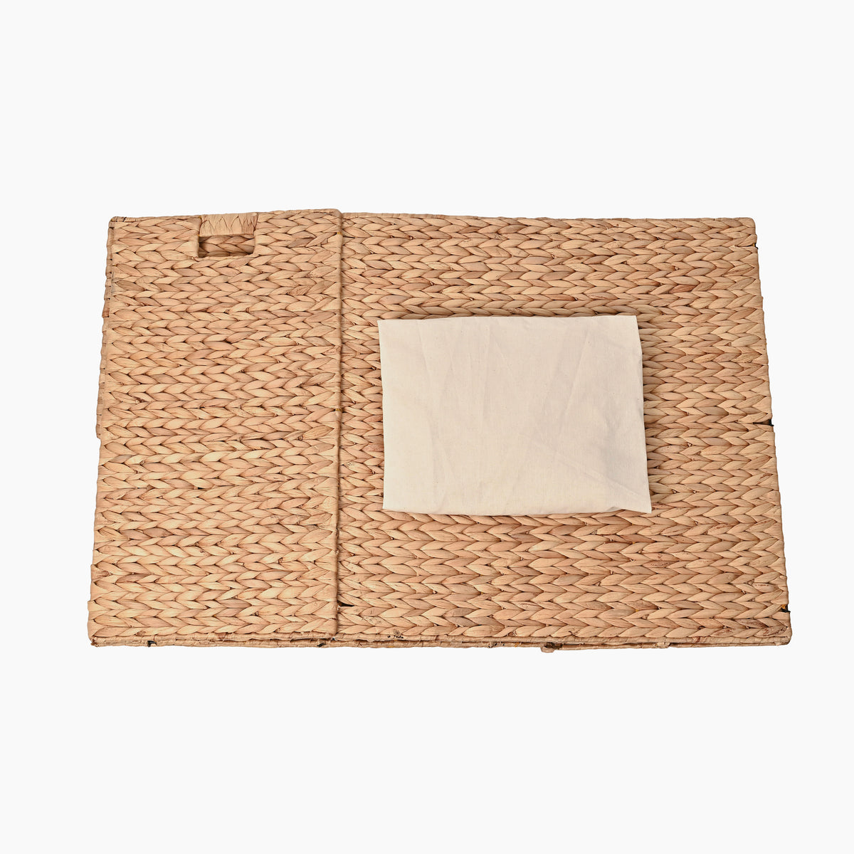 Sawyer 24" Classic Farmhouse Handwoven Hyacinth 2-Section Collapsible Laundry Hamper with Washable Liner - Happimess