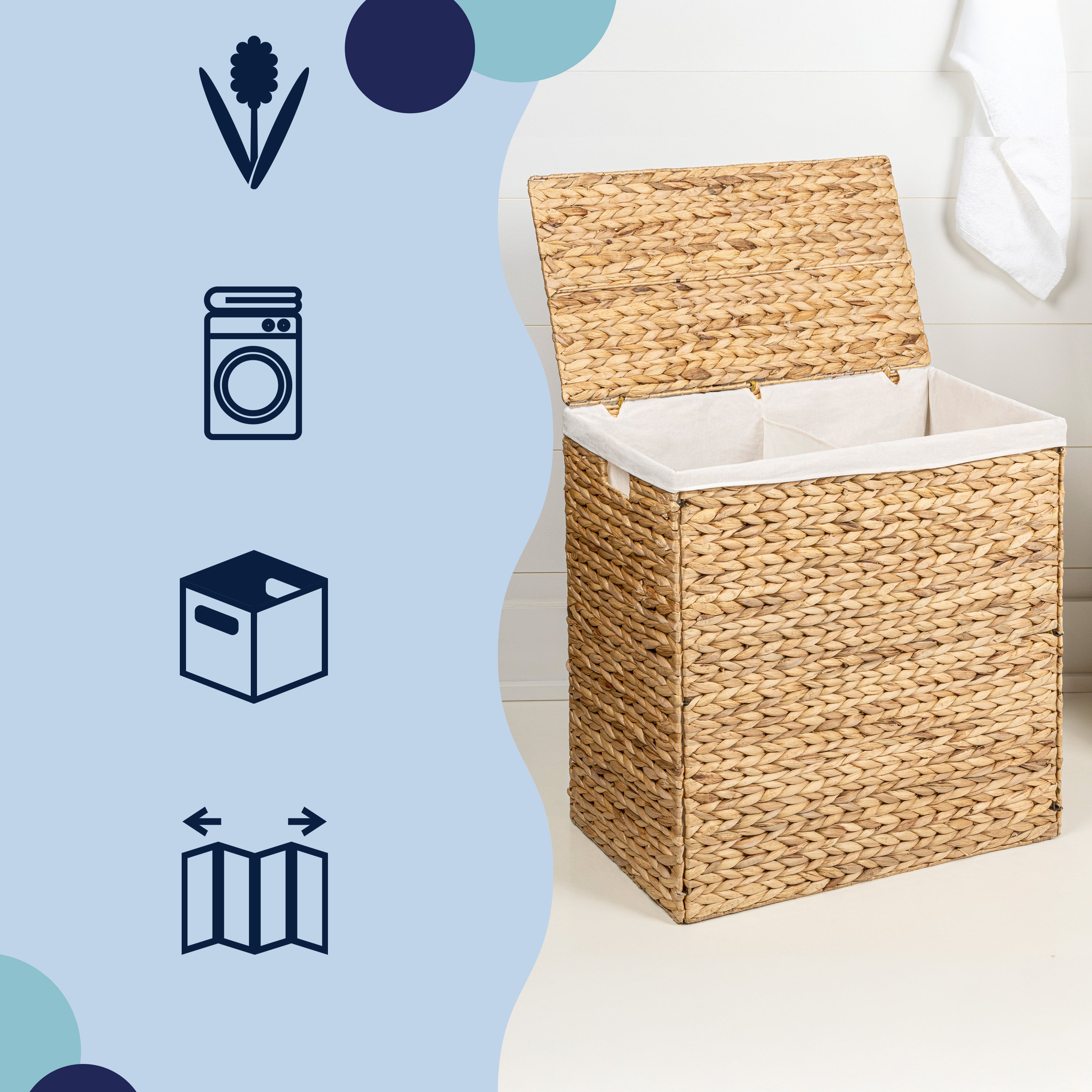 2-Section Farmhouse Laundry Hamper with Lid | Happimess