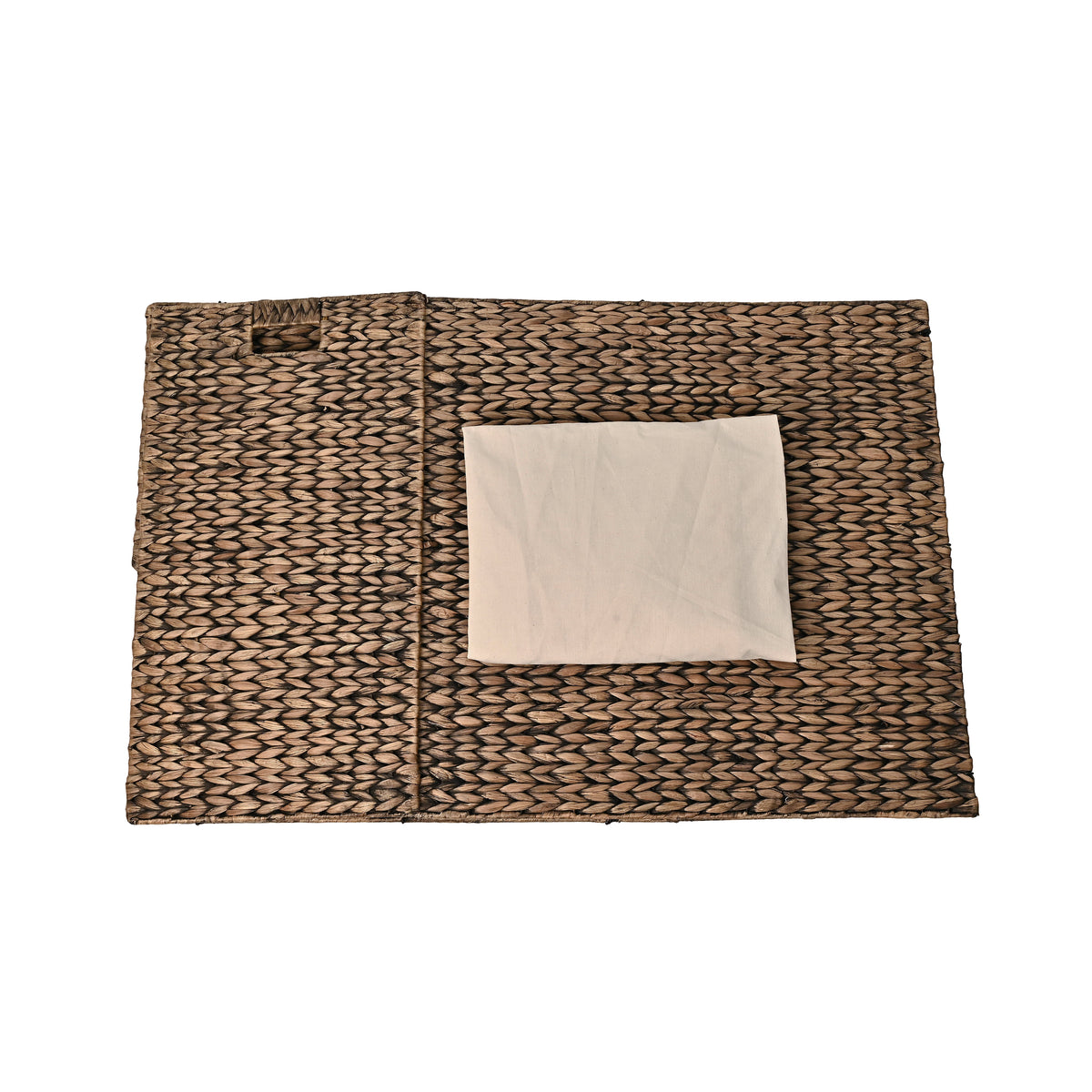 Sawyer 24" Classic Farmhouse Handwoven Hyacinth 2-Section Collapsible Laundry Hamper with Washable Liner - Happimess