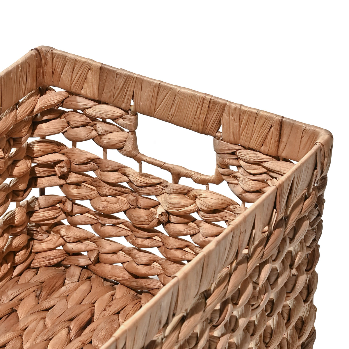 Hayden Bohemian Cottage Handwoven Hyacinth Rectangular Nesting Baskets with Handles (Set of 3) - Happimess