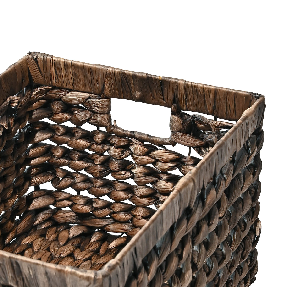 Hayden Bohemian Cottage Handwoven Hyacinth Rectangular Nesting Baskets with Handles (Set of 3) - Happimess