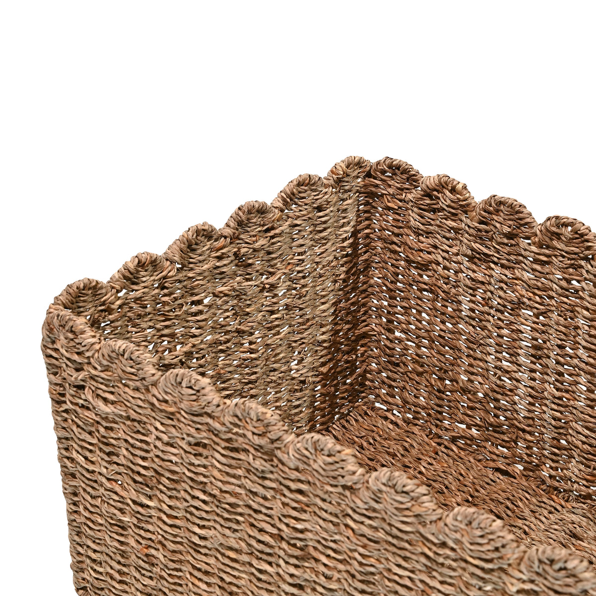 Arden Coastal Cottage Seagrass Scalloped Rectangular Organizing Storage Baskets (Set of 3) - Happimess